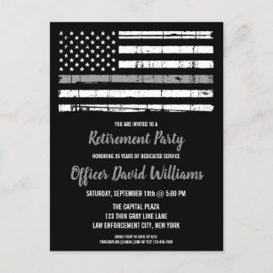 Thin Gray Line Correctional Officer Retirement Announcement Postcard