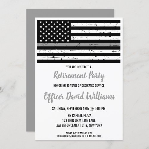 Thin Gray Line Correctional Officer Retirement  Invitation