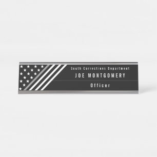 Thin Gray Line Correctional Stars Stripes Monogram Desk Name Plate