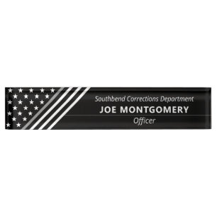 Thin Gray Line Correctional Stars Stripes Monogram Desk Name Plate