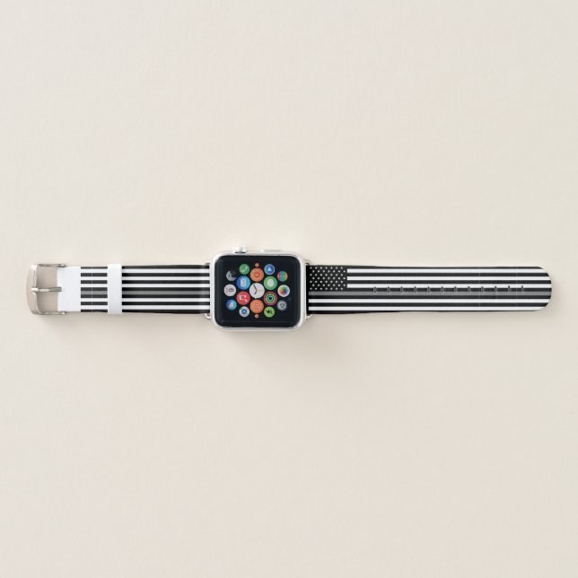 Thin Gray Line Flag Apple Watch Band (Front)