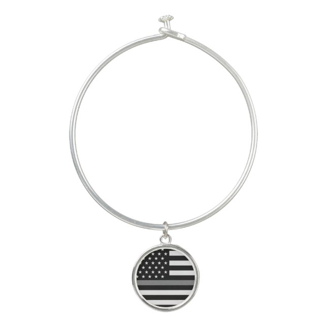 Thin Gray Line Flag Bangle Bracelet (Front)