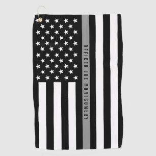 Thin Gray Line Flag Correctional Officer Monogram Golf Towel