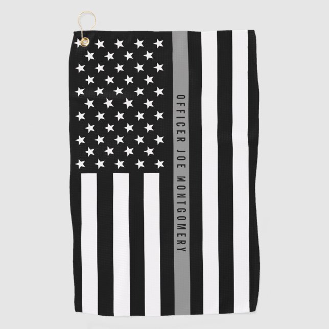 Thin Gray Line Flag Correctional Officer Monogram Golf Towel (Front)