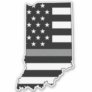 Thin Gray Line Flag Indiana Sticker