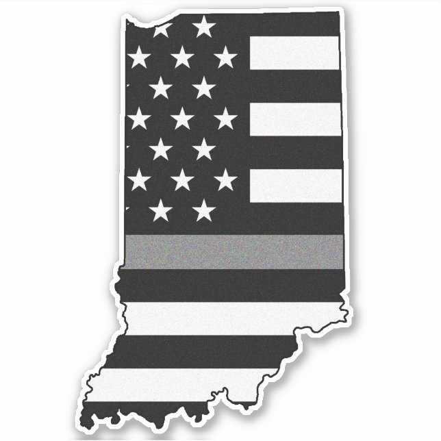 Thin Gray Line Flag Indiana Sticker (Front)