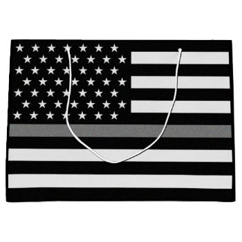 Thin Gray Line Flag Large Gift Bag by ThinBlueLineDesign at Zazzle
