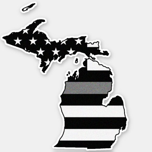 Thin Gray Line Flag Michigan Sticker