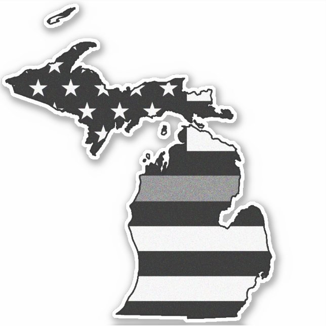 Thin Gray Line Flag Michigan Sticker (Front)