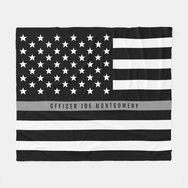 Thin Gray Line Flag Monogram Med Fleece Blanket (Front (Horizontal))