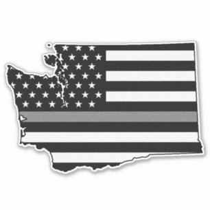 Thin Gray Line Flag Washington Sticker
