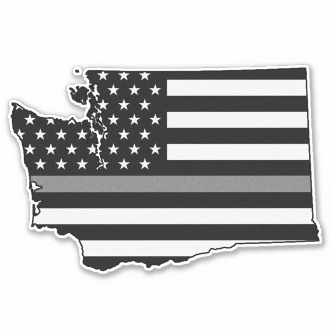 Thin Gray Line Flag Washington Sticker (Front)