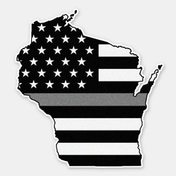 Thin Gray Line Flag Wisconsin Sticker by ThinBlueLineDesign at Zazzle