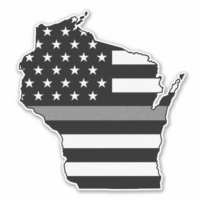 Thin Gray Line Flag Wisconsin Sticker (Front)