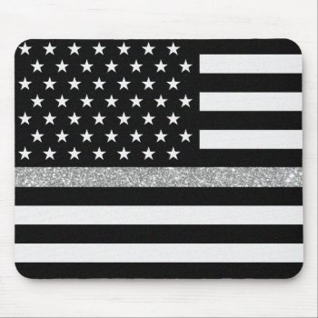 Thin Gray Line Glitter Mouse Pad by ThinBlueLineDesign at Zazzle