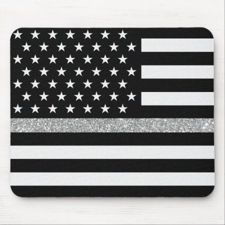Thin Gray Line Glitter Mouse Pad