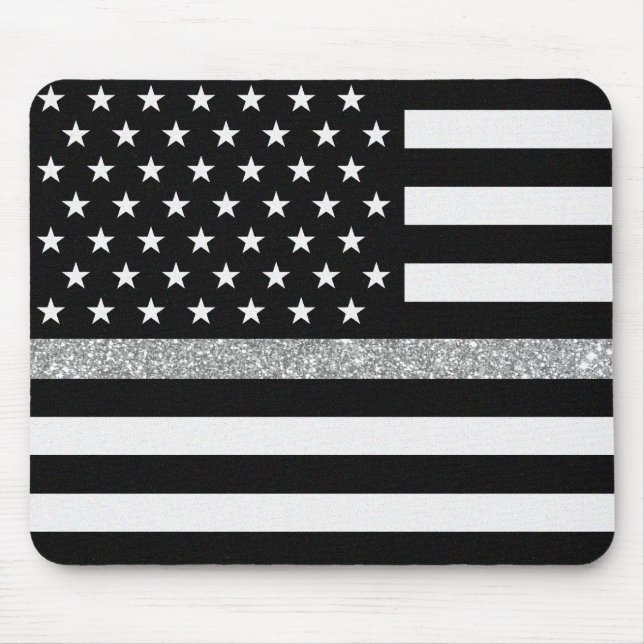 Thin Gray Line Glitter Mouse Pad (Front)