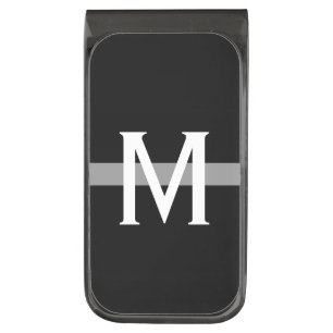 Thin Gray Line Monogrammed Initial Gunmetal Finish Money Clip