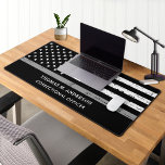 Thin Gray Line Personalized Correctional Officer Desk Mat<br><div class="desc">Thin Gray Line American Flag Correctional Officer Desk Mat - USA American flag design in Correctional Officer Flag colors. Perfect for all Correctional Officer officers, probation officer, parole officer, jailer. Personalize this thin silver line desk mat with name, and title . Perfect for correctional officer graduation gifts, probation officer gifts,...</div>