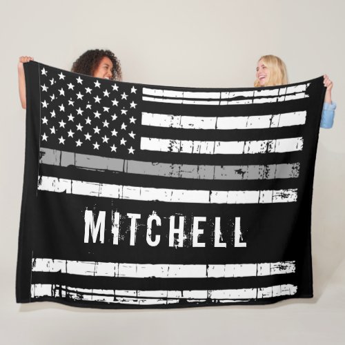 Thin Gray Line Personalized Correctional Officer  Fleece Blanket