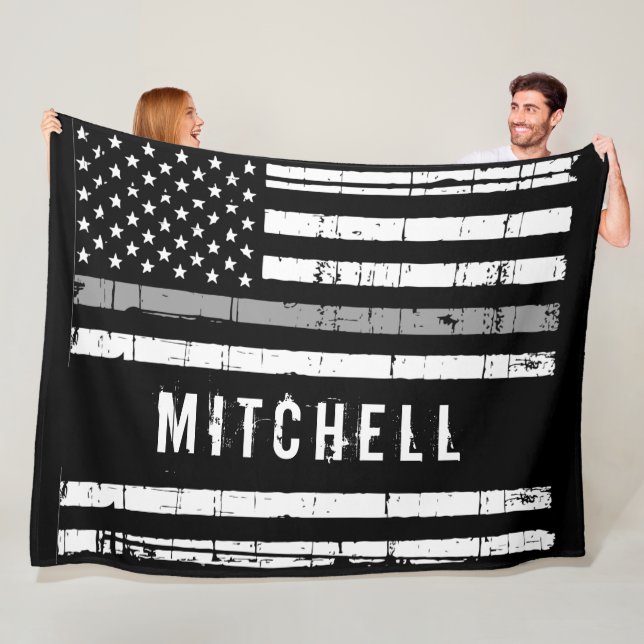 Thin Gray Line Personalized Correctional Officer  Fleece Blanket (In Situ)