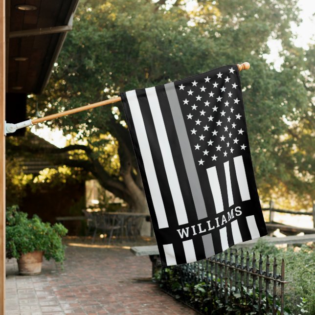 Thin Gray Line Personalized Correctional Officer House Flag (In SItu)