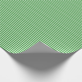 Thin Green and White Stripes Wrapping Paper