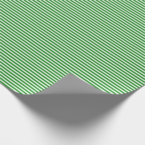 Thin Green and White Stripes Wrapping Paper