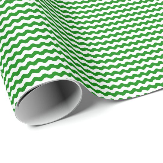 green and white waves wrapping paper