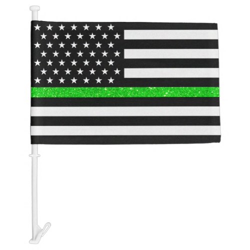 Thin Green Glitter Line Flag