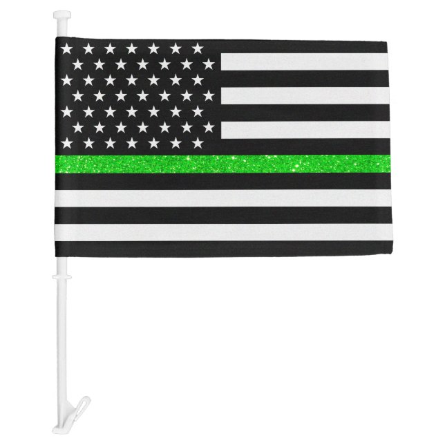 Thin Green Glitter Line Flag (Front)