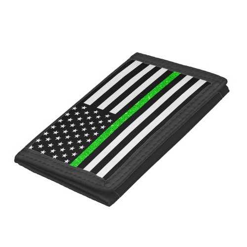 Thin Green Glitter Line Trifold Wallet