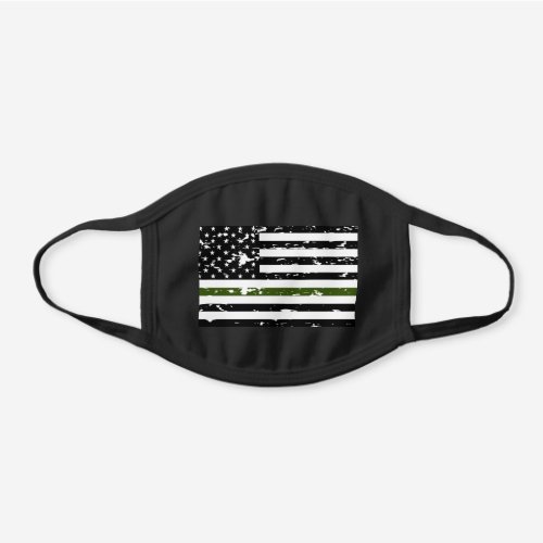 Thin Green Line American Flag Black Black Cotton Face Mask