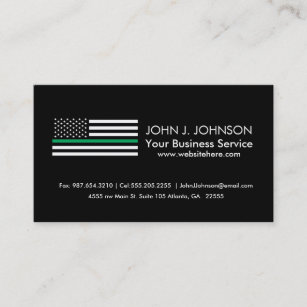 Thin Green Line American Flag Business Card