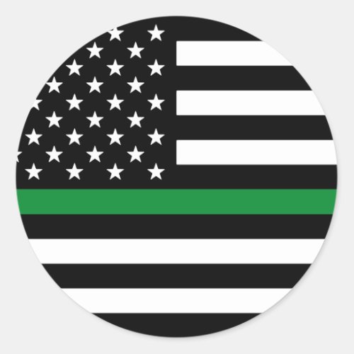 Thin Green Line American Flag Classic Round Sticker
