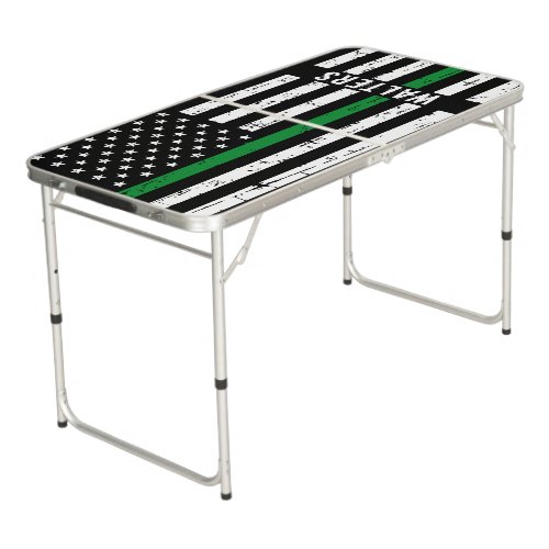 Thin Green Line American Flag Military Beer Pong Table