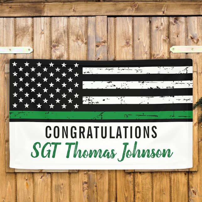 Thin Green Line American Flag Military Retirement Banner (Creator Uploaded)