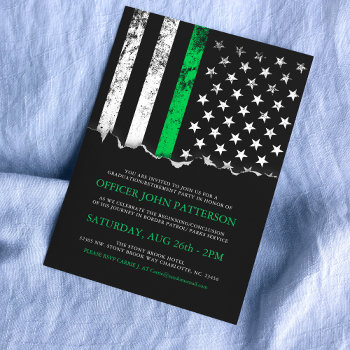 Thin Green Line American Flag Party|event Invite by colorjungle at Zazzle