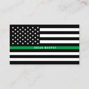 Thin Green Line American Flag Professional Business Card