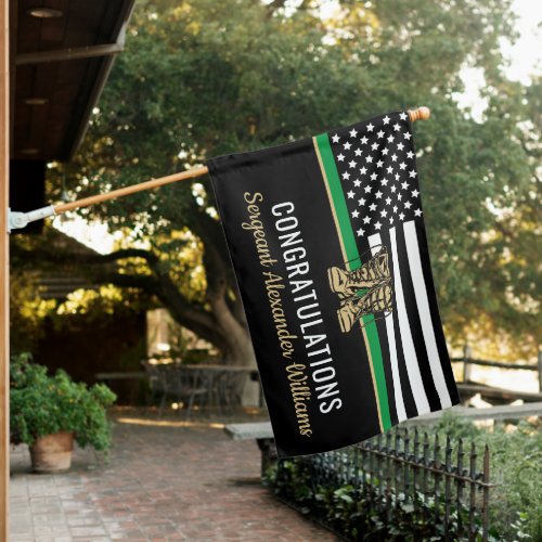 Thin Green Line Army Military Retirement House Flag