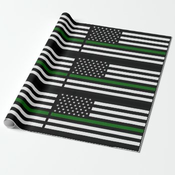 Thin Green Line Border Ptl/park Rngr/animal Cntl Wrapping Paper by ThinBlueLineDesign at Zazzle