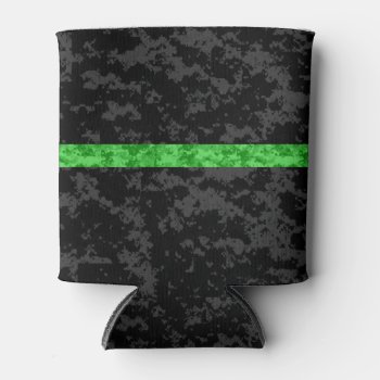 Thin Green Line Camo Can Cooler by ThinBlueLineDesign at Zazzle