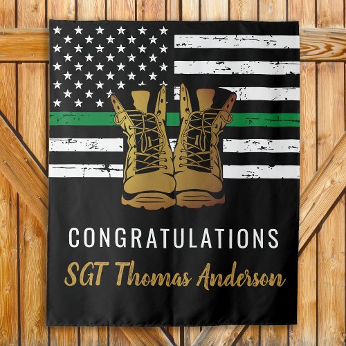 Thin Green Line Custom Army Military Retirement Tapestry