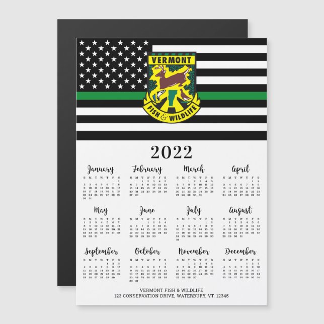 Thin Green Line Custom Logo 12 Month 2022 Calendar (Front/Back)