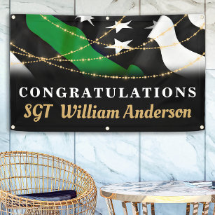 Thin Green Line Custom Military Retirement Party Banner