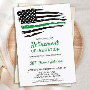 Thin Green Line Custom Photo Military Retirement Invitation