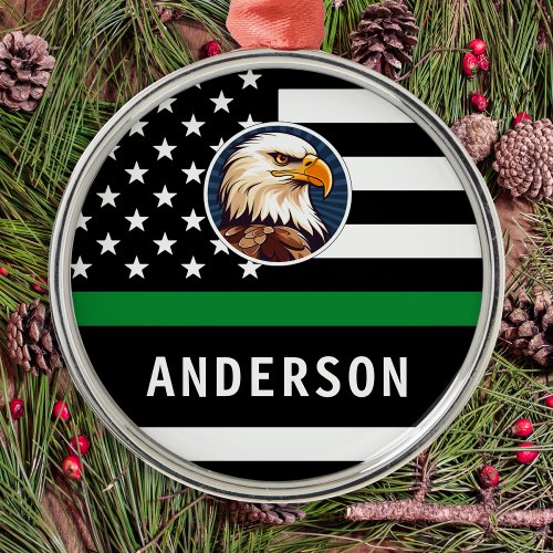 Thin Green Line F Personalized Logo Army Military Metal Ornament