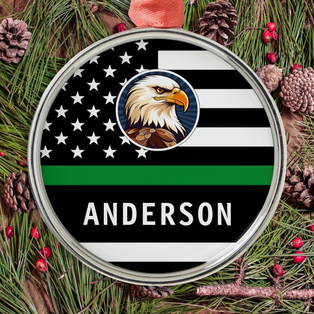 Thin Green Line F Personalized Logo Army Military Metal Ornament (Creator Uploaded)