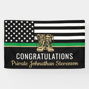 Thin Green Line Flag Army Military Graduation Banner