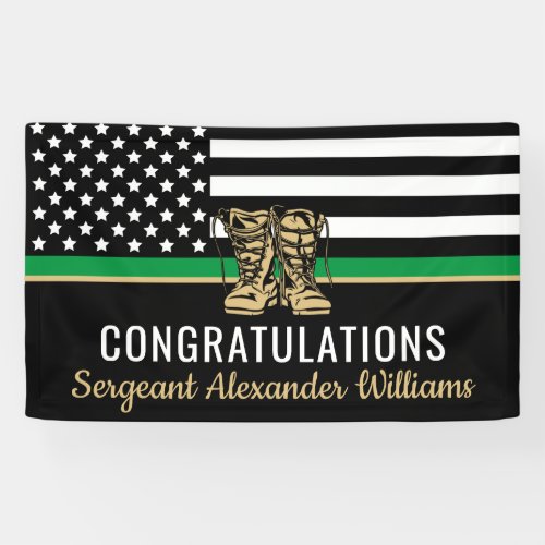 Thin Green Line Flag Army Military Retirement Banner